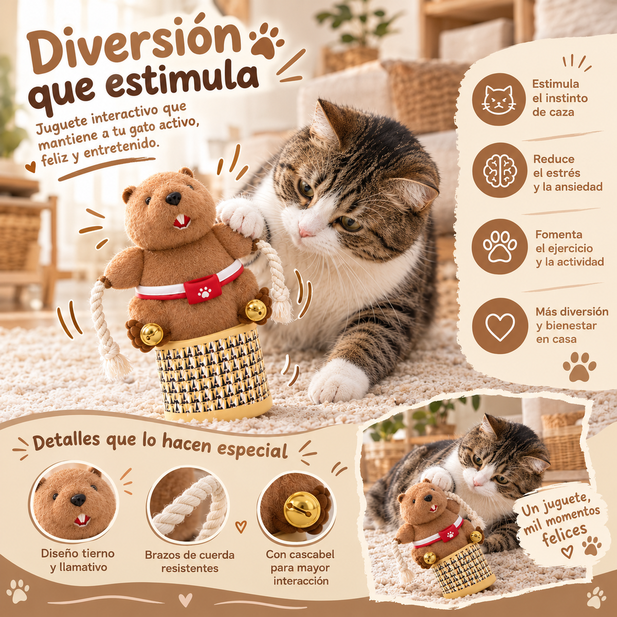 Guante de juego para gatos anti-arañazos
