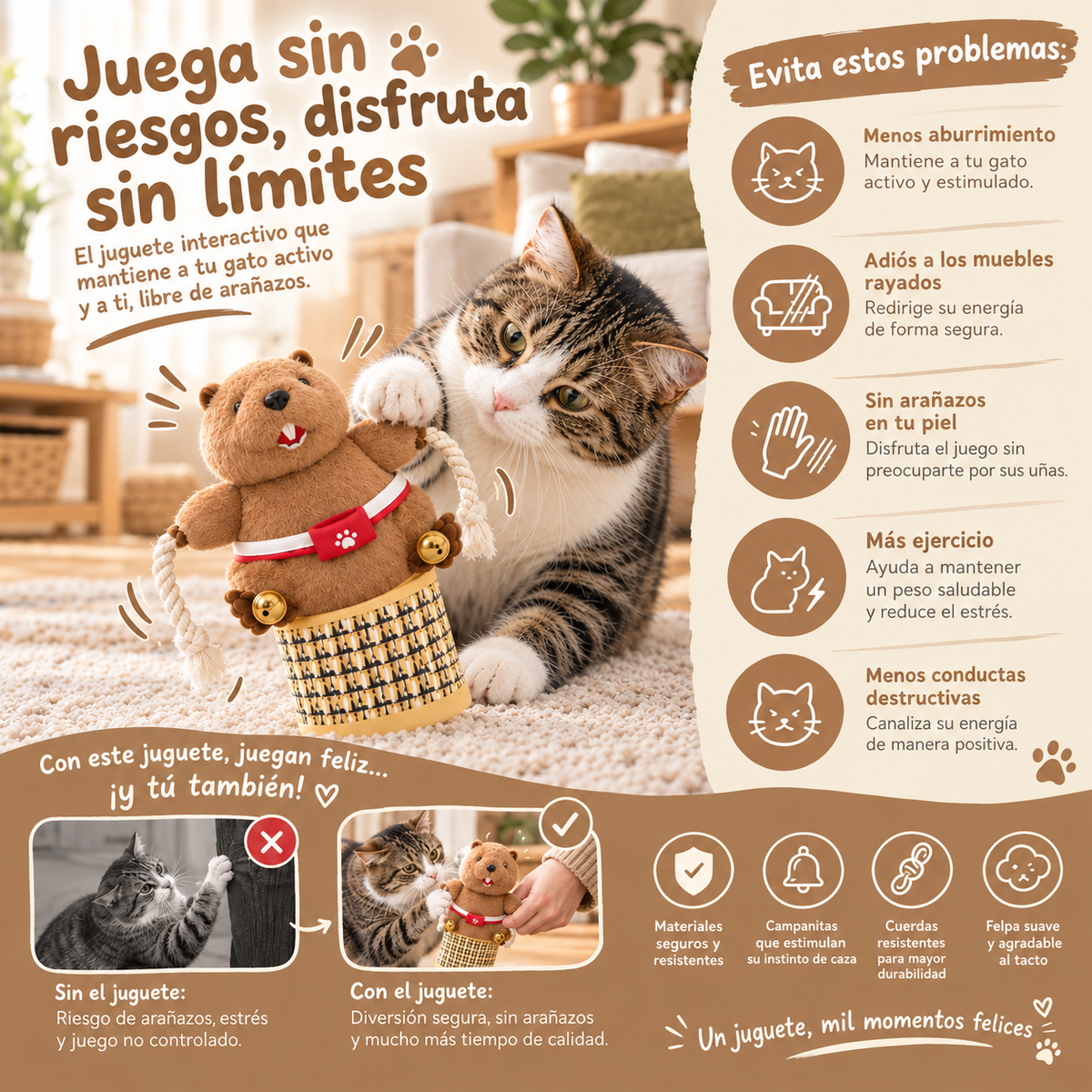 Guante de juego para gatos anti-arañazos
